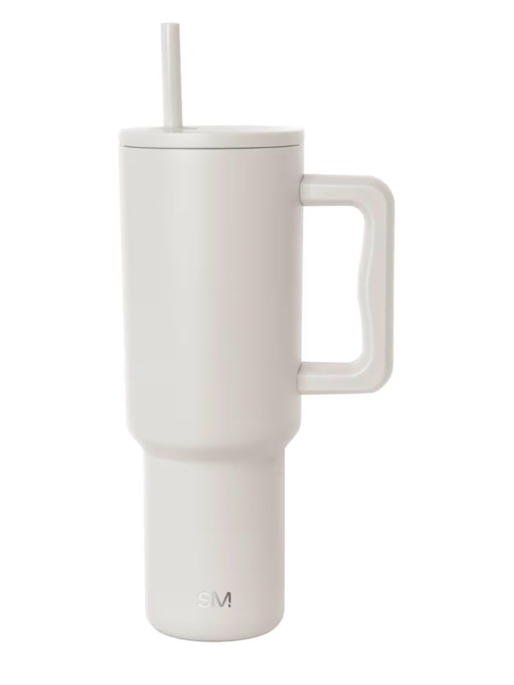 40 oz Matte Almond Birch Insulated Travel Mug with Handle and Straw